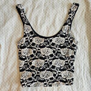 Urban Outfitters Black Floral Print Crop Top
